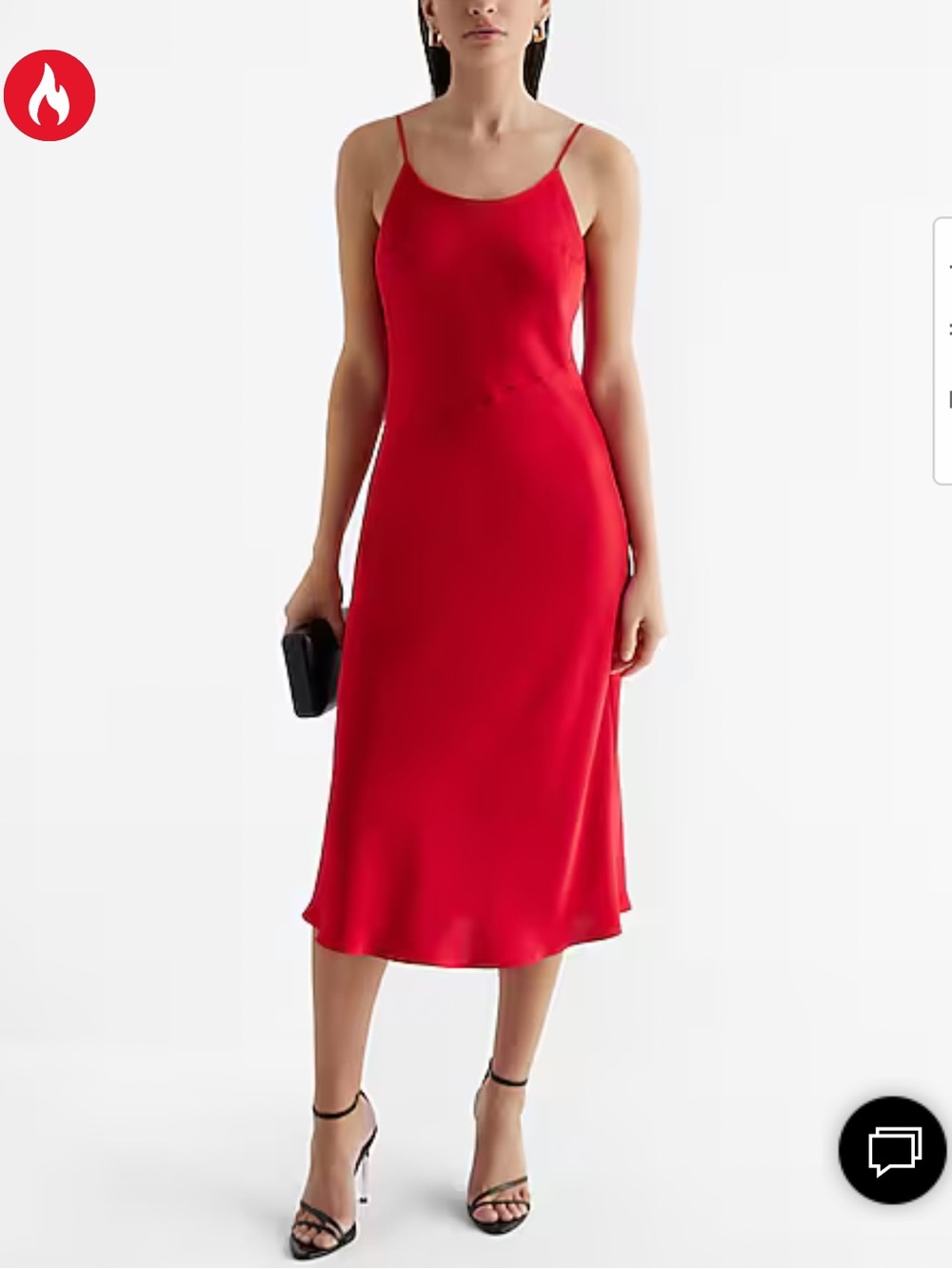 Red Hot Satin Scoop Neck Midi Downtown Cami Slip Dress